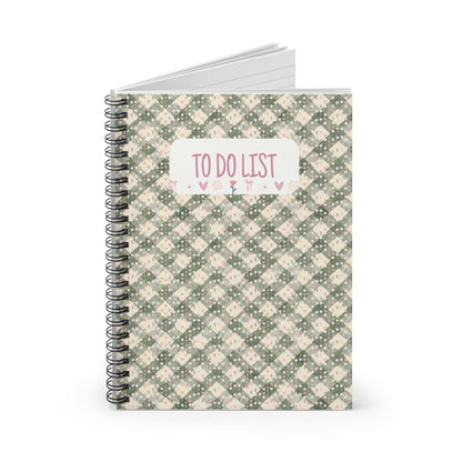 To Do List Spiral Notebook — Floral Gingham Ruled Planner for Daily Tasks