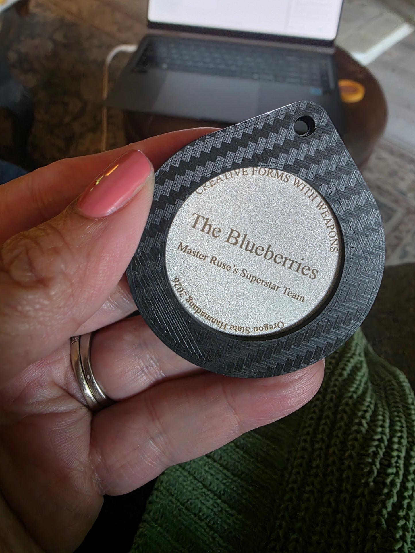 Custom Double-Sided Laser Engraved Coin with 3D Printed Twist Holder